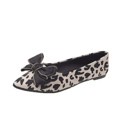 Nove ženske ravne cipele s leopard čamcem na špicaste vrhove Ravne cipele s ravnim prstima za žene Plitke cipele s mašnom Balerinke Pojedinačne cipele 1143N
