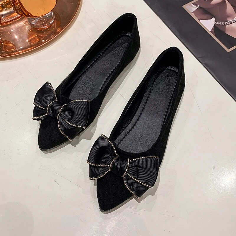 Nove ženske ravne cipele s leopard čamcem na špicaste vrhove Ravne cipele s ravnim prstima za žene Plitke cipele s mašnom Balerinke Pojedinačne cipele 1143N