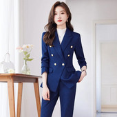 Eleganti sieviešu uzvalki rudens jauni zili, melni rozā, šauri žakete un bikses, 2 daļīgs komplekts. Šiks, formāls biroja sieviešu darba apģērba biznesa komplekti