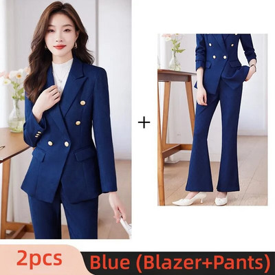 Eleganti sieviešu uzvalki rudens jauni zili, melni rozā, šauri žakete un bikses, 2 daļīgs komplekts. Šiks, formāls biroja sieviešu darba apģērba biznesa komplekti