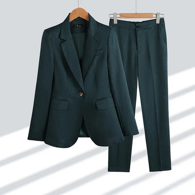 2023. Novi elegantni ženski kompleti hlača Kaki kavanozeleni uski sako + hlače Kompleti od 2 komada Formalna radna odjeća za uredske dame