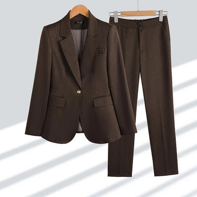 2023. Novi elegantni ženski kompleti hlača Kaki kavanozeleni uski sako + hlače Kompleti od 2 komada Formalna radna odjeća za uredske dame