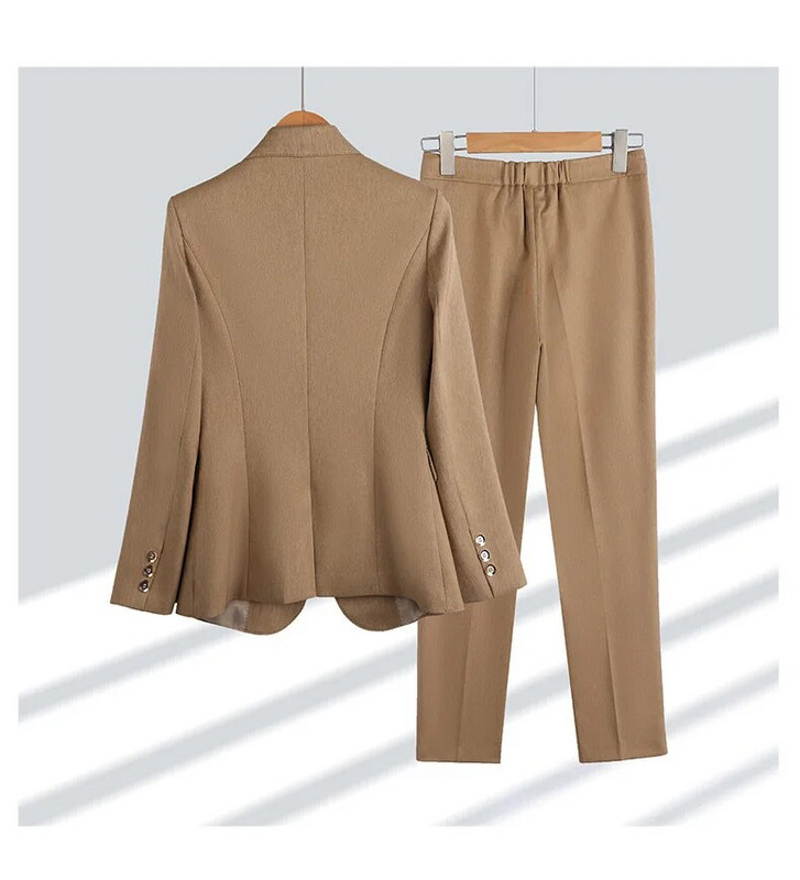 2023. Novi elegantni ženski kompleti hlača Kaki kavanozeleni uski sako + hlače Kompleti od 2 komada Formalna radna odjeća za uredske dame
