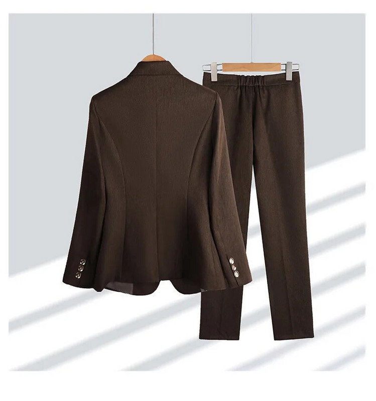 2023. Novi elegantni ženski kompleti hlača Kaki kavanozeleni uski sako + hlače Kompleti od 2 komada Formalna radna odjeća za uredske dame