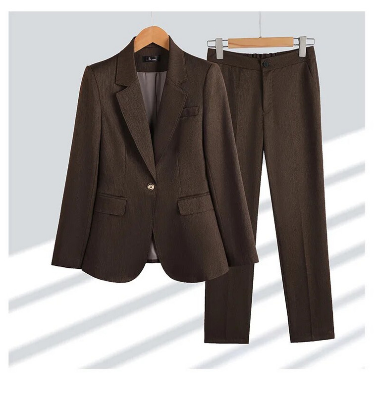 2023. Novi elegantni ženski kompleti hlača Kaki kavanozeleni uski sako + hlače Kompleti od 2 komada Formalna radna odjeća za uredske dame