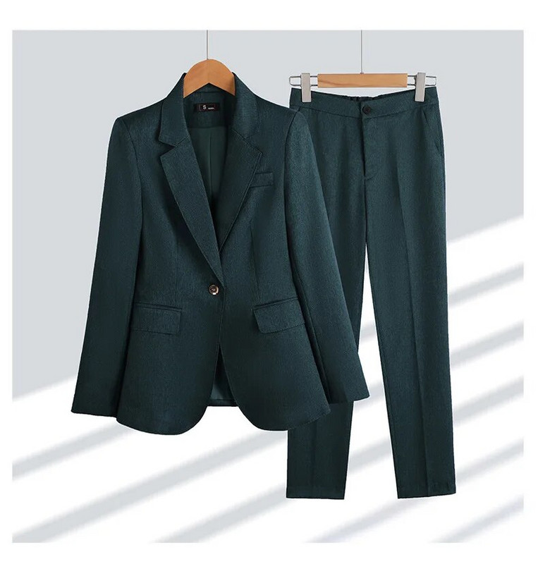 2023. Novi elegantni ženski kompleti hlača Kaki kavanozeleni uski sako + hlače Kompleti od 2 komada Formalna radna odjeća za uredske dame