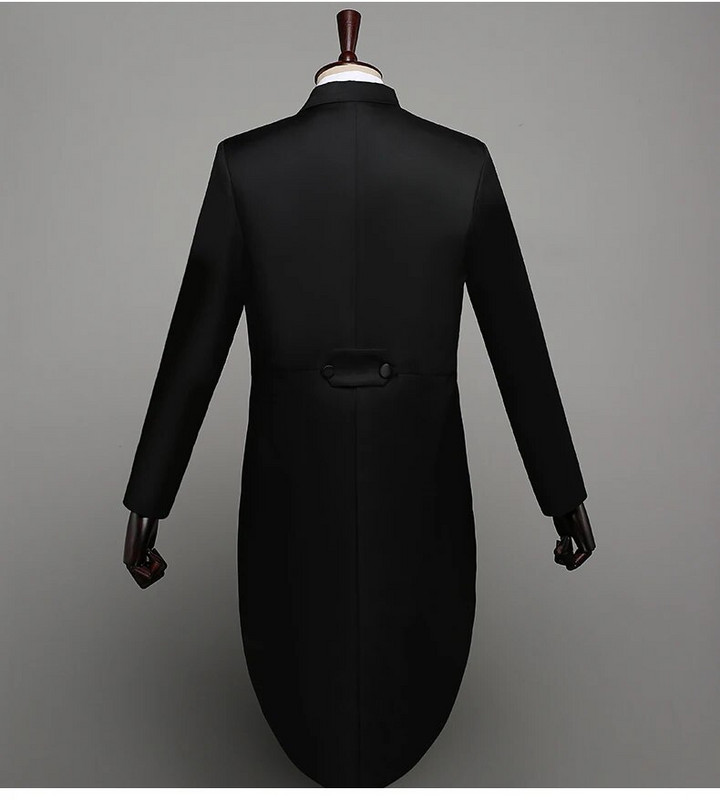 Férfi frakk formális szmoking öltöny fecskefarkú férfi esküvői kabát blézerek parti esküvői tánc varázslatos előadás