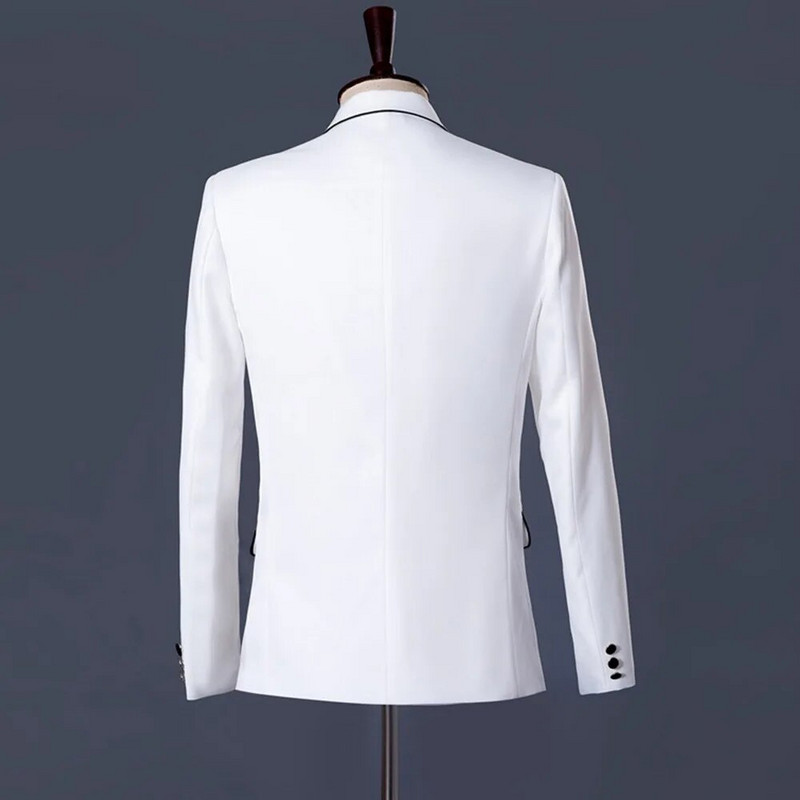 Muška odijela Bijelo crne čipke Muški uski sako Kompleti hlača Jednoredno kopčanje Svečane haljine za svečane zabave Odijela za mladence