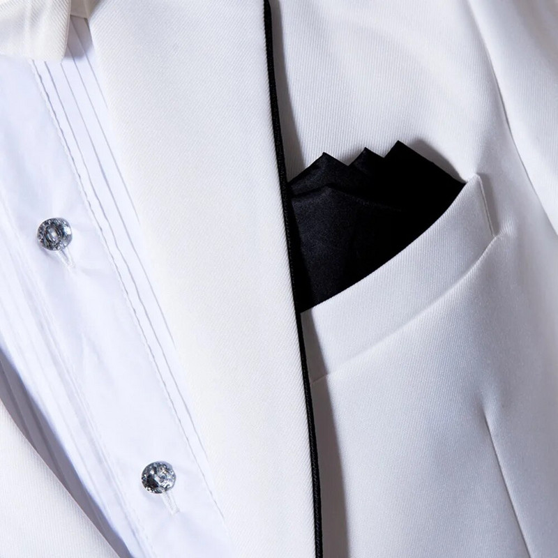 Muška odijela Bijelo crne čipke Muški uski sako Kompleti hlača Jednoredno kopčanje Svečane haljine za svečane zabave Odijela za mladence