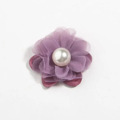 10 ΤΕΜ 4,2 εκ. 1,6" Μίνι λουλούδια με δαντέλα από ύφασμα σιφόν με μαργαριταρένια μπουτίκ νυφικό DIY Λουλούδια Ρούχα με πέπλο μαλλιών νύφης