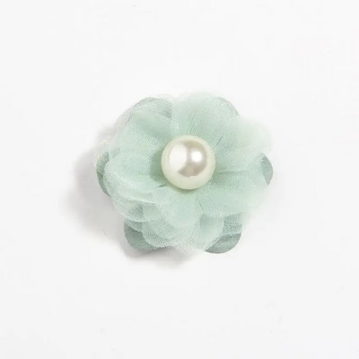 10 ΤΕΜ 4,2 εκ. 1,6" Μίνι λουλούδια με δαντέλα από ύφασμα σιφόν με μαργαριταρένια μπουτίκ νυφικό DIY Λουλούδια Ρούχα με πέπλο μαλλιών νύφης