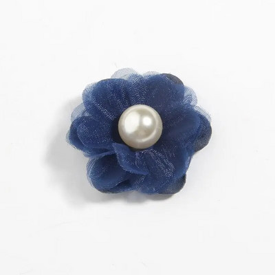 10 ΤΕΜ 4,2 εκ. 1,6" Μίνι λουλούδια με δαντέλα από ύφασμα σιφόν με μαργαριταρένια μπουτίκ νυφικό DIY Λουλούδια Ρούχα με πέπλο μαλλιών νύφης