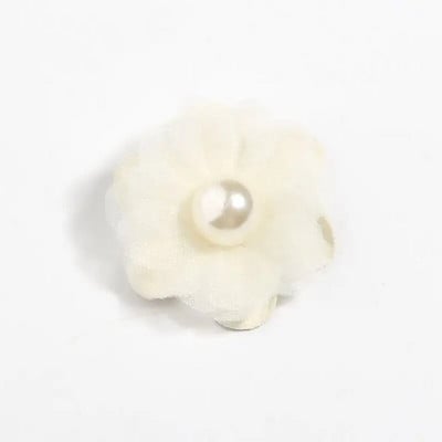 10 ΤΕΜ 4,2 εκ. 1,6" Μίνι λουλούδια με δαντέλα από ύφασμα σιφόν με μαργαριταρένια μπουτίκ νυφικό DIY Λουλούδια Ρούχα με πέπλο μαλλιών νύφης