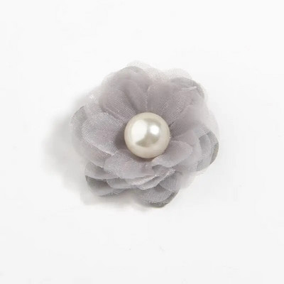 10 ΤΕΜ 4,2 εκ. 1,6" Μίνι λουλούδια με δαντέλα από ύφασμα σιφόν με μαργαριταρένια μπουτίκ νυφικό DIY Λουλούδια Ρούχα με πέπλο μαλλιών νύφης