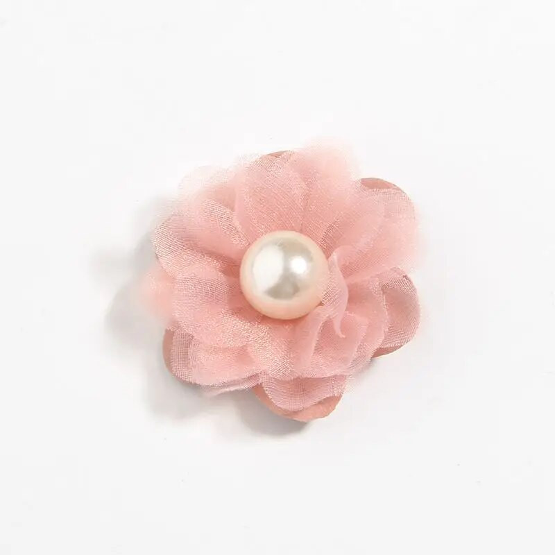 10 ΤΕΜ 4,2 εκ. 1,6" Μίνι λουλούδια με δαντέλα από ύφασμα σιφόν με μαργαριταρένια μπουτίκ νυφικό DIY Λουλούδια Ρούχα με πέπλο μαλλιών νύφης