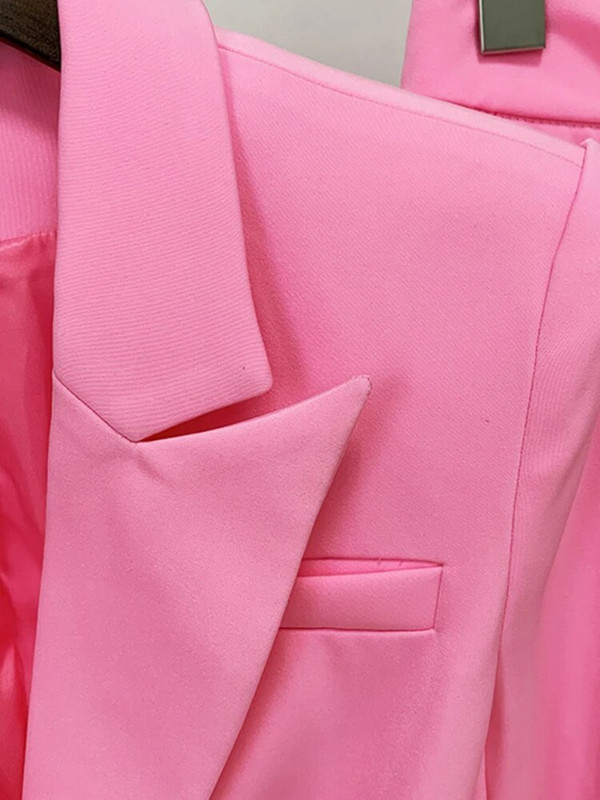 Naiste bleiserülikonnad sügistalv moe pikkade varrukatega bleiserid ja püksid, kontorinaised, kvaliteetsed pliiatsiga pükskostüümid, roosa