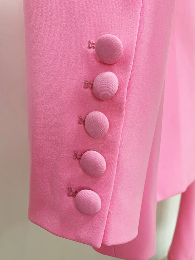 Naiste bleiserülikonnad sügistalv moe pikkade varrukatega bleiserid ja püksid, kontorinaised, kvaliteetsed pliiatsiga pükskostüümid, roosa