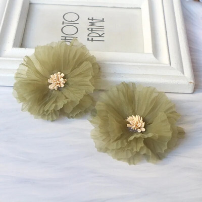 Okrugli 7,5 CM 10 KOM 3D cvijet ruže od šifona DIY šivanje tkanine za vjenčanicu Ukosnica ukras za glavu