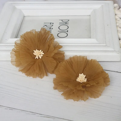 Okrugli 7,5 CM 10 KOM 3D cvijet ruže od šifona DIY šivanje tkanine za vjenčanicu Ukosnica ukras za glavu