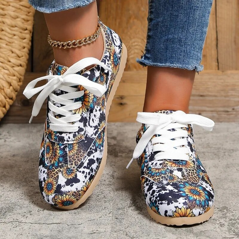 Modes platforma Sieviešu apavi Jauna apdruka Izšūšana Ikdienas apavi Šņorējami Neslīdoši Sieviešu kedas Vulkanizēti apavi ar zemu augšdaļu