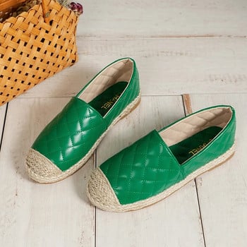 2023 Νέα Lazy Shoes Espadrilles Women Casual Round Toe Slip on Loafers Καπιτονέ Λευκό PU Δερμάτινο Γυναικεία Flat Fishmen παπούτσια