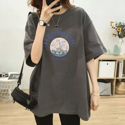 Vasaras maternitātes zīdīšanas T-krekls ar īsām piedurknēm O veida kakla apdruku, barošanas topi grūtniecēm, virsdrēbes pēcdzemdību māmiņām