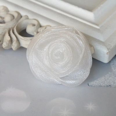 5 KOM 4,5 CM Ručno rađena organza šifonska tkanina DIY Pokrivala za glavu s cvijetom ruže Šešir Haljina Odjeća Ukrasi Dodaci za kosu