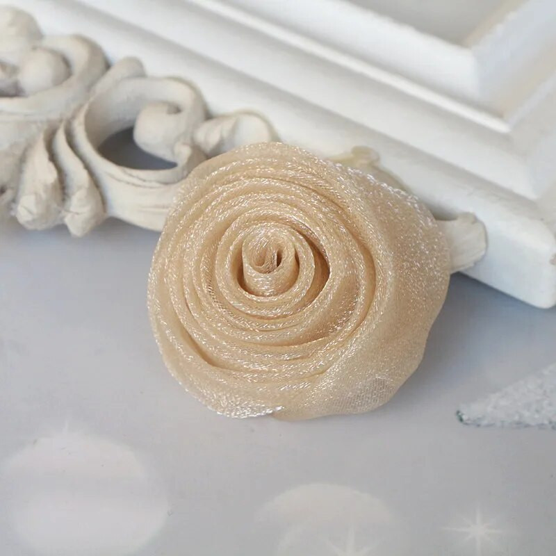 5 KOM 4,5 CM Ručno rađena organza šifonska tkanina DIY Pokrivala za glavu s cvijetom ruže Šešir Haljina Odjeća Ukrasi Dodaci za kosu