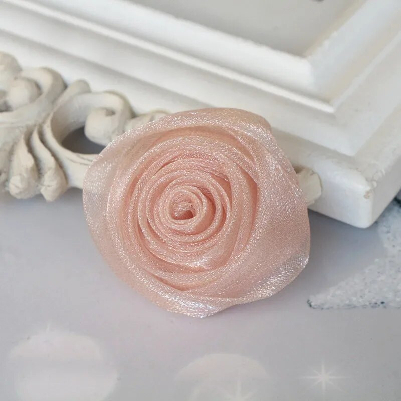 5 KOM 4,5 CM Ručno rađena organza šifonska tkanina DIY Pokrivala za glavu s cvijetom ruže Šešir Haljina Odjeća Ukrasi Dodaci za kosu