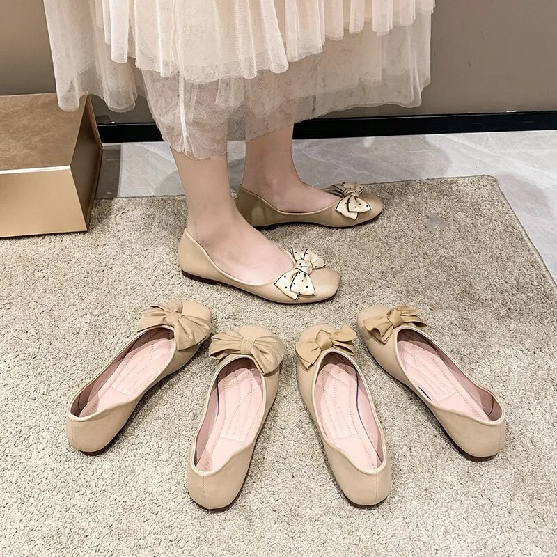 Ženske cipele s vrućim rasprodajama 2023. Ženske ravne cipele s plitkim ustima Modne dnevne ravne cipele s leptir-čvorovima Ženske nove ravne niske pete s četvrtastim prstima