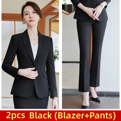 Elegantna ženska odijela Jesen 2023. Crveni crni blejzer Hlače Suknje Komplet od 3 komada Svečana radna odjeća za uredske dame Poslovni setovi