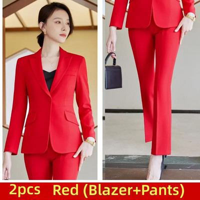 Elegantna ženska odijela Jesen 2023. Crveni crni blejzer Hlače Suknje Komplet od 3 komada Svečana radna odjeća za uredske dame Poslovni setovi