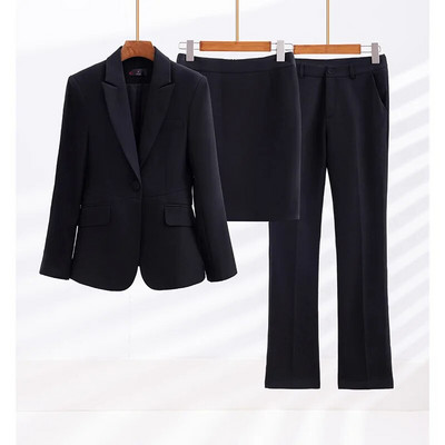 Elegantna ženska odijela Jesen 2023. Crveni crni blejzer Hlače Suknje Komplet od 3 komada Svečana radna odjeća za uredske dame Poslovni setovi