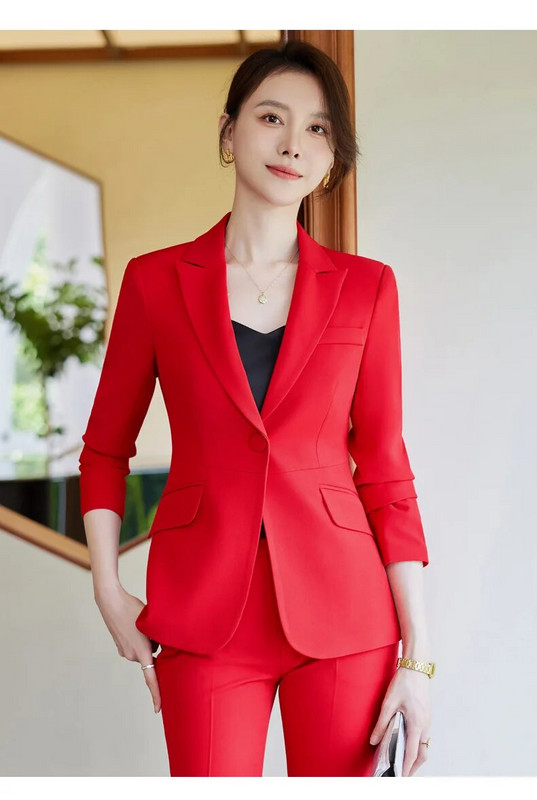 Elegantna ženska odijela Jesen 2023. Crveni crni blejzer Hlače Suknje Komplet od 3 komada Svečana radna odjeća za uredske dame Poslovni setovi