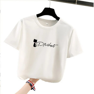 2023. gada vasaras jauns sieviešu T-krekls ar īsām piedurknēm Instagram korejiešu stila studentu gadījuma sieviešu bāzes krekla versija