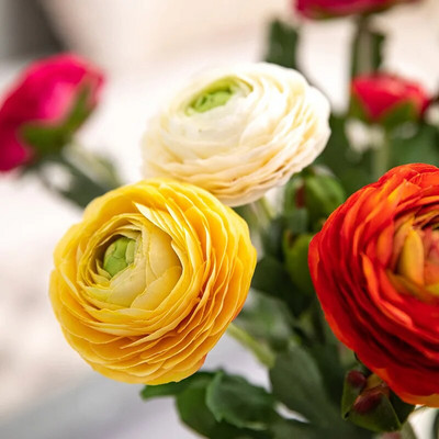 Τεχνητό Ranunculus Flower Stems Faux Rose Peony Στολισμός Γάμου Οικιακή Προσομοίωση Τεχνητά λουλούδια