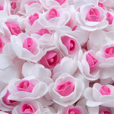 50 vnt PE putplasčio dirbtinė rožių gėlės galvutė Rankų darbo „pasidaryk pats“ vestuvių namų dekoravimas „pasidaryk pats“ Scrapbooking Dviejų spalvų netikrų gėlių amatas