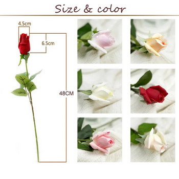 7 τμχ Τριαντάφυλλα Τεχνητά λουλούδια Real Touch Κλαδί στέλεχος Latex Rose Feel Feel Hand Rose Flowers Διακόσμηση για το σπίτι Γάμος