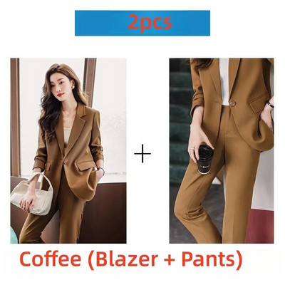 Novi ženski kompleti hlača iz 2023. Crna, crvena jakna + hlače, uredski ženski sako, poslovna radna odjeća, formalni, elegantni kompleti od 2 komada