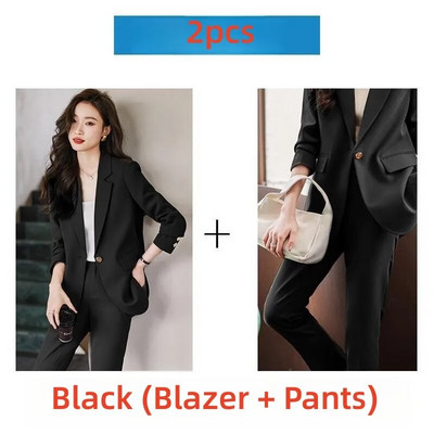 Novi ženski kompleti hlača iz 2023. Crna, crvena jakna + hlače, uredski ženski sako, poslovna radna odjeća, formalni, elegantni kompleti od 2 komada