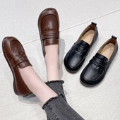 2023. aasta uued naiste lamedad kingad vabaajajalatsid Libisemiskindlad sõidujalatsid Nahk, mugavad lamedad kingad, must pruun