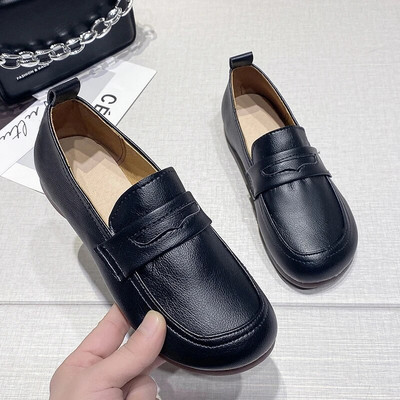 2023. aasta uued naiste lamedad kingad vabaajajalatsid Libisemiskindlad sõidujalatsid Nahk, mugavad lamedad kingad, must pruun