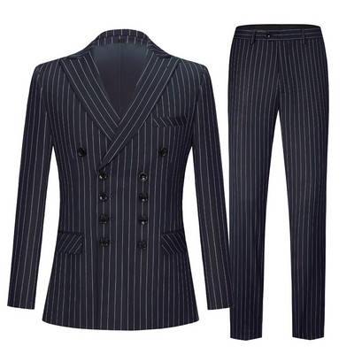 Muška odijela, 2 komada, vintage odijelo s dvorednim kopčanjem, crna, crvena pruga, terno, uski kroj, veliki reveri, frak za vjenčanje mladoženje, frak