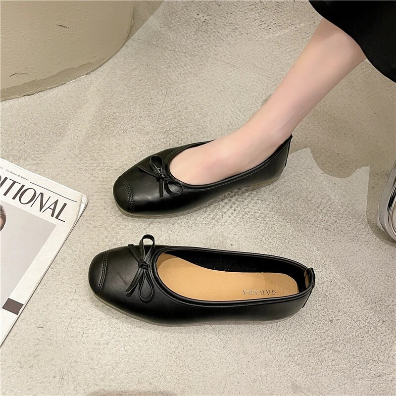 2023, új, kerek orrú, alkalmi női puha cipők tavaszi nyár cukorka színű lapos talpú szandálok lapos sarkú csomós balettcipők