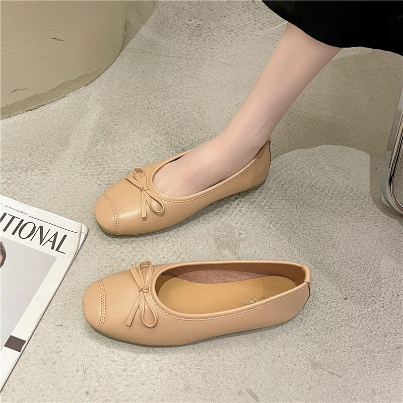 2023, új, kerek orrú, alkalmi női puha cipők tavaszi nyár cukorka színű lapos talpú szandálok lapos sarkú csomós balettcipők