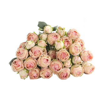 10 глави/китка Луксозни рози с коксови ръбове с листа изкуствени цветя flores artificiales букет брачни рози