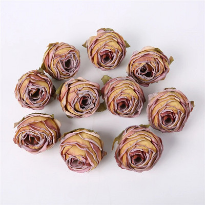 5PCS Ruža sa spaljenim rubom Umjetno cvijeće Glava Lažna cvjetna glava Vjenčani zidni ukrasi Kućni dekor Dodaci za božićne zabave