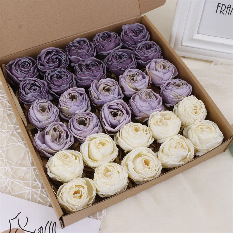 5PCS Ruža sa spaljenim rubom Umjetno cvijeće Glava Lažna cvjetna glava Vjenčani zidni ukrasi Kućni dekor Dodaci za božićne zabave