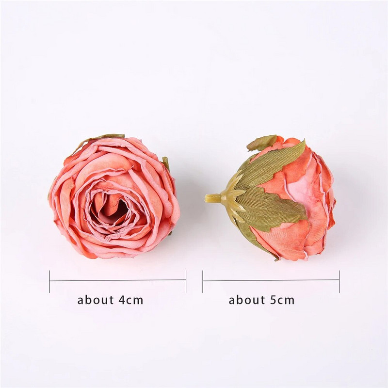 5PCS Ruža sa spaljenim rubom Umjetno cvijeće Glava Lažna cvjetna glava Vjenčani zidni ukrasi Kućni dekor Dodaci za božićne zabave
