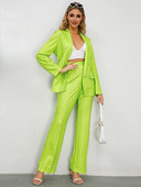 Jauns pavasara rudens sieviešu uzvalks modes ikdienišķs svītrains uzvalks jaka platas bikses komplekts virsdrēbes jaka jaka sieviešu žakete sievietēm